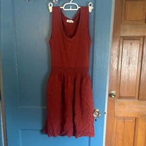 Sleeveless Rust Red Midi Dress